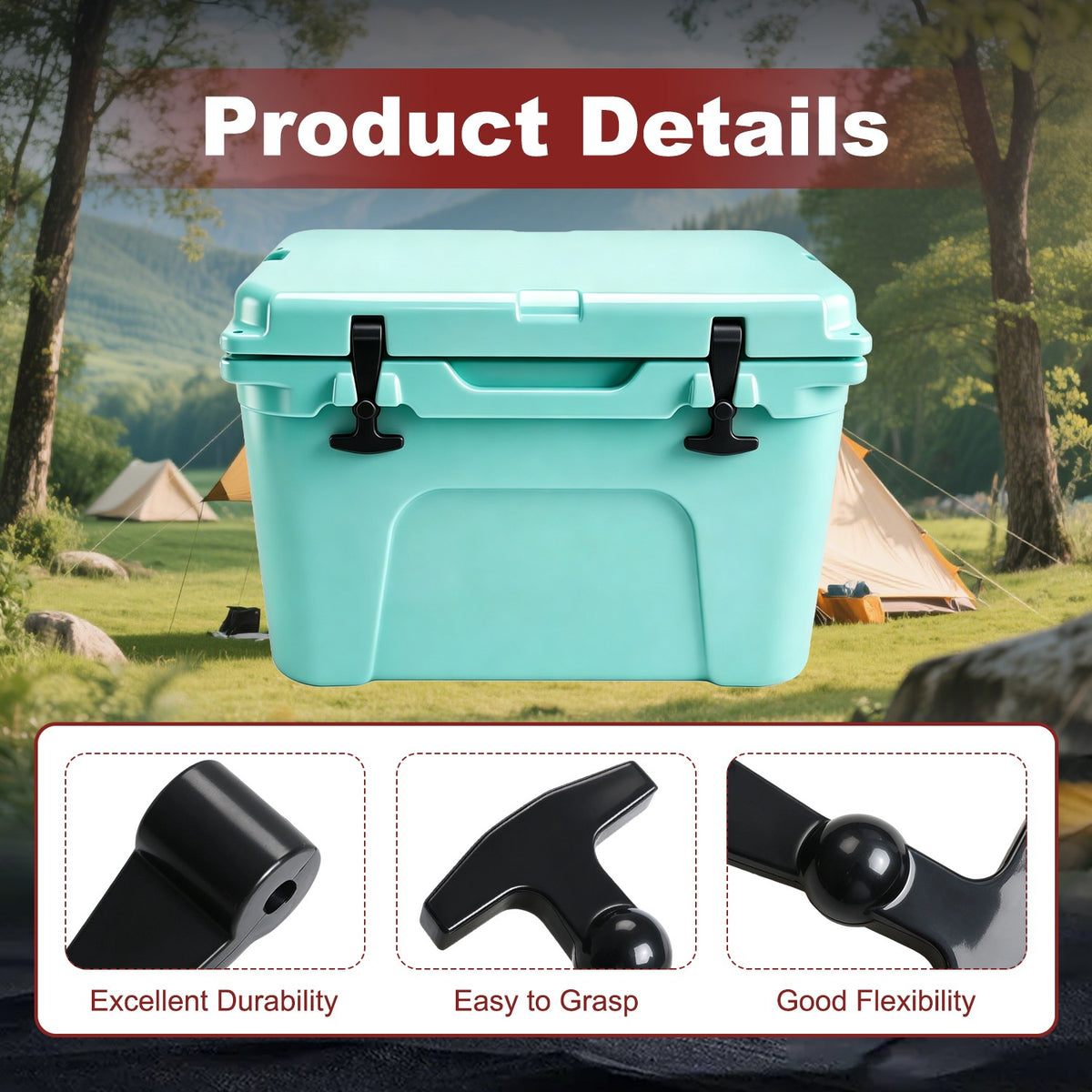 2 Pack Black Silicone Rubber Cooler Latches for YETI RTIC and Other Coolers