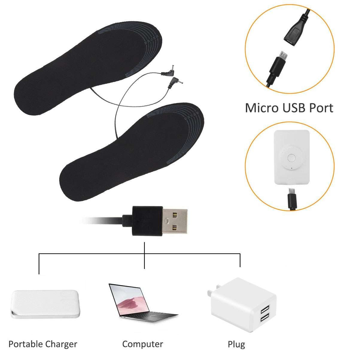 Rechargeable Heated Insoles for Winter Foot Warmth, Unisex, Cuttable