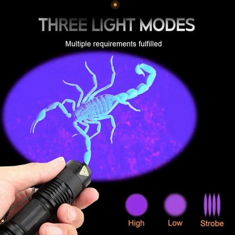 UV Black Light Flashlight 365nm 395nm Detects Pet Urine Fluorescent Inks