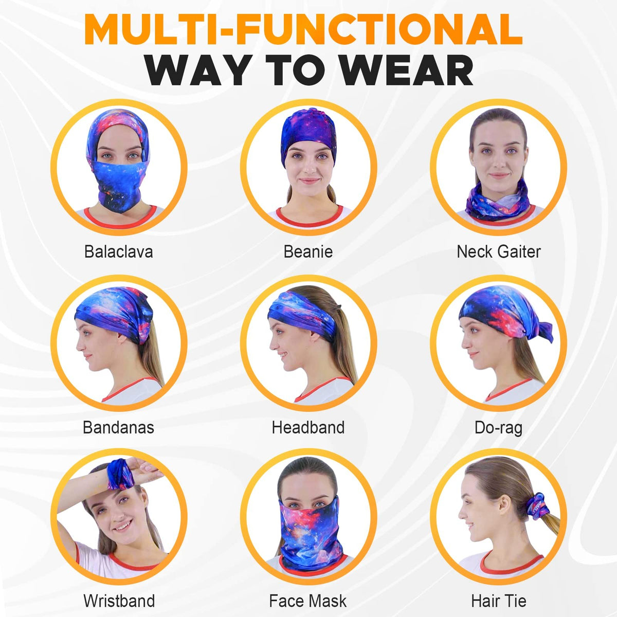 Multi-Color Headwear Bandana Neck Gaiter Head Wrap Headband Balaclava