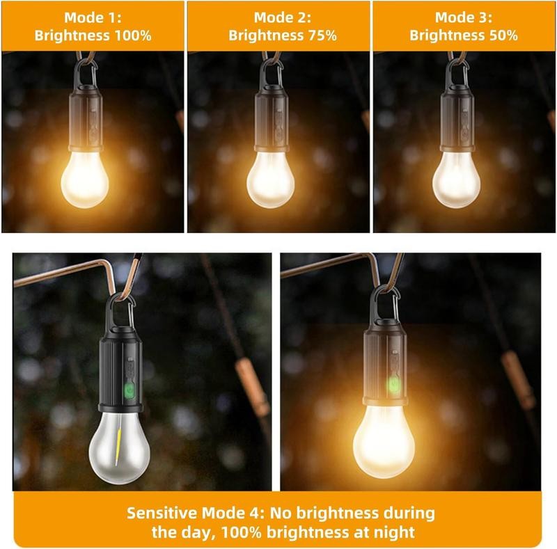 Solar LED Camping Light - Rechargeable Waterproof Hook Lantern for Hiking Emergency