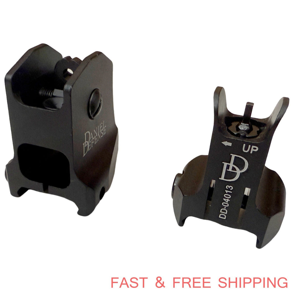 Low Profile Tactical Metal Sights Set for Rifles - Front & Rear, CNC Aluminum
