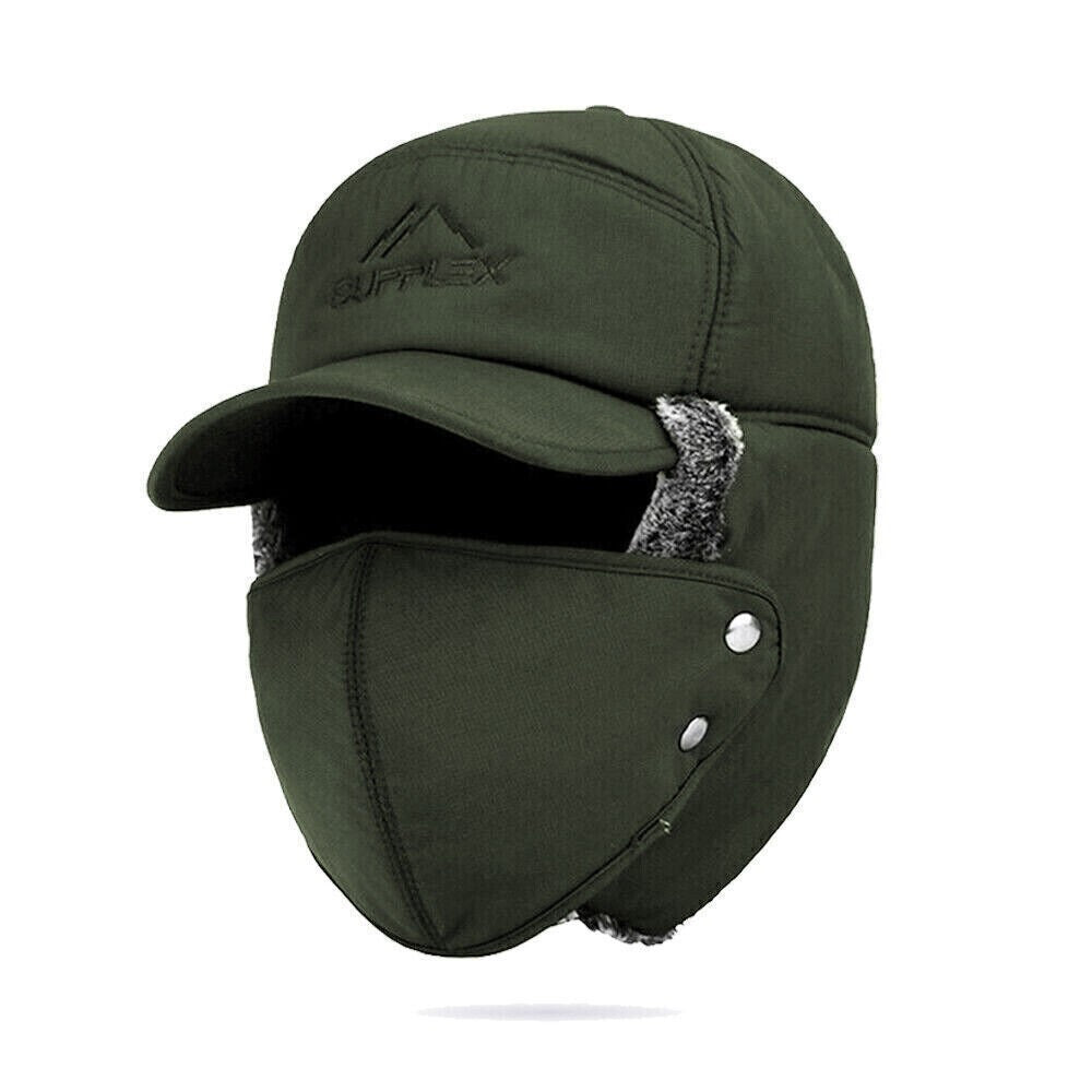 Winter Trapper Hat with Removable Face Mask Windproof Fur Ear Flap Ski Cap