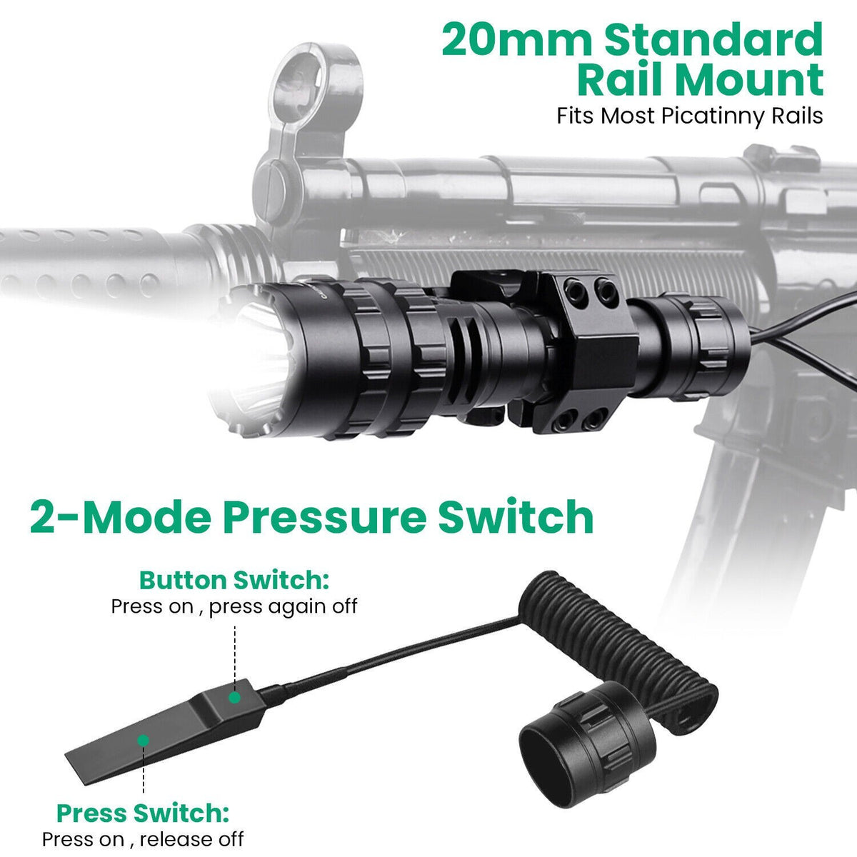 Rechargeable Tactical Flashlight 6000 Lumens Waterproof LED Zoomable Torch