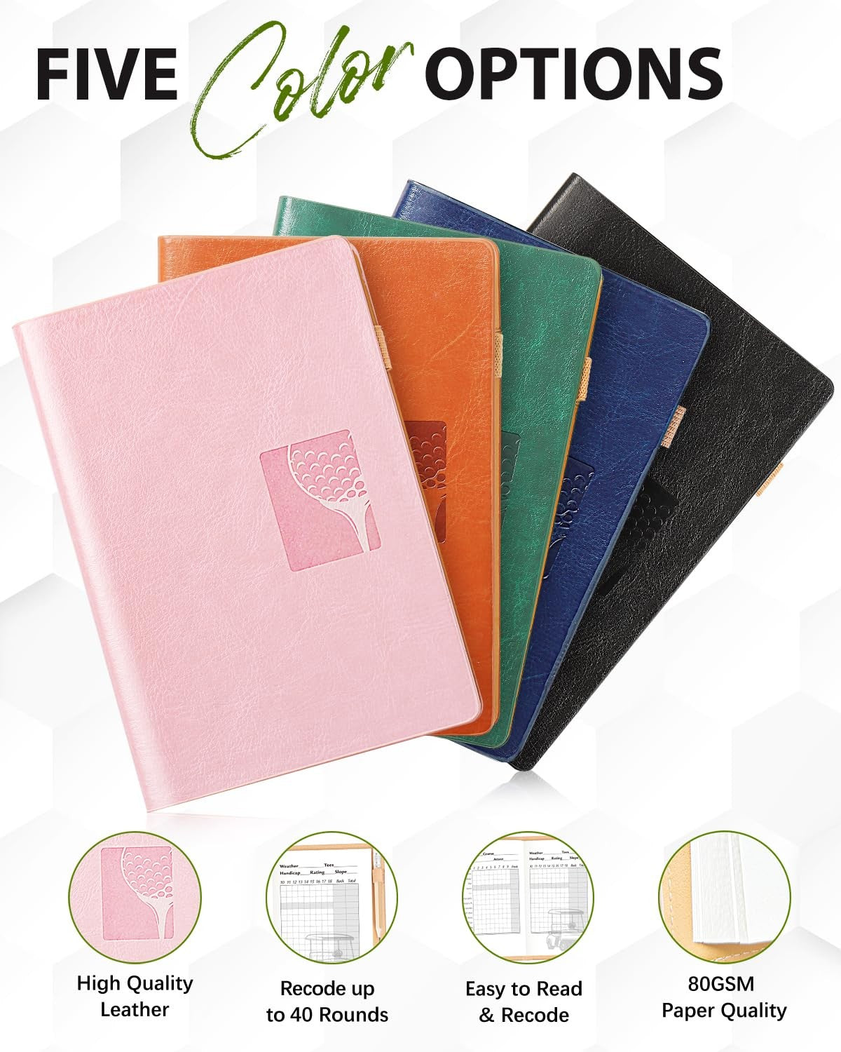 Golf Scorecard Book Set with Ball Bag - Compact & Durable Golf Accessories for Dad