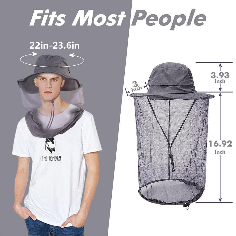 Mosquito Head Net Hat with UV Sun Protection for Outdoor Activities
