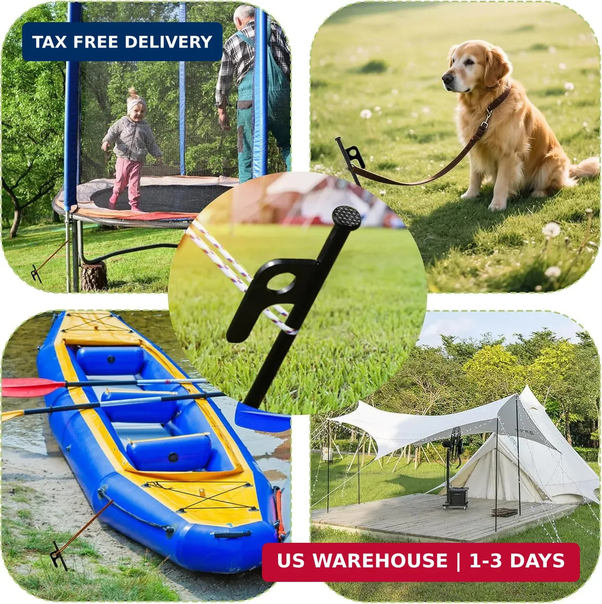 Heavy Duty Steel Tent Stakes - 8 Pack Ground Anchors for Camping & Outdoors