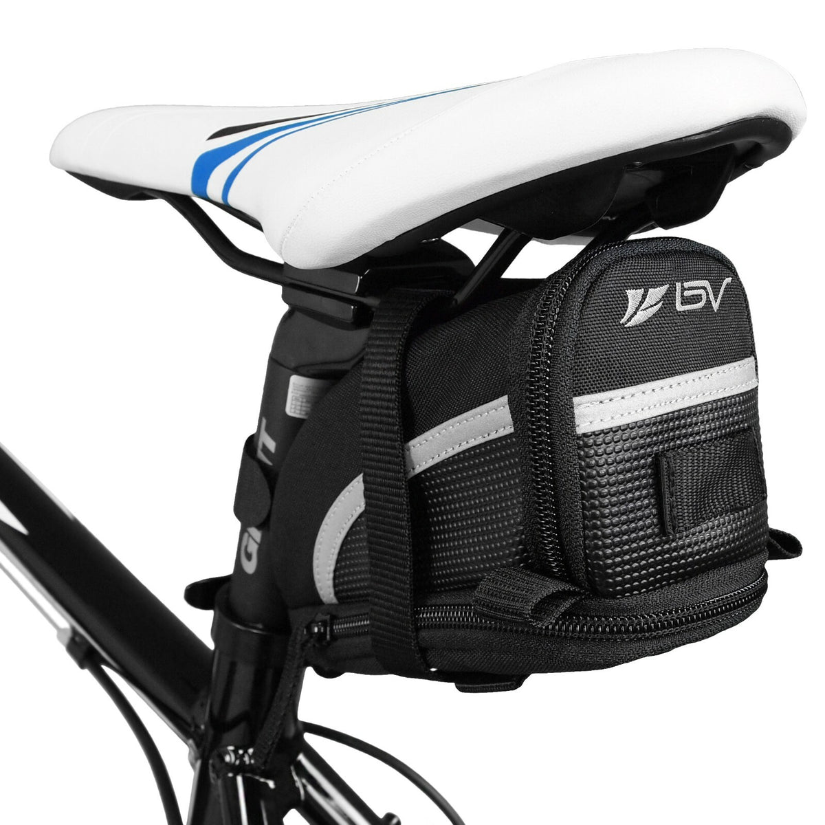 Water-Resistant Bike Saddle Bag with Expandable Capacity for Road & Mountain Bikes