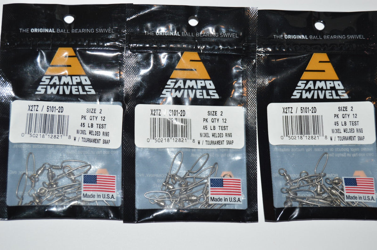 Heavy-Duty Saltwater Fishing Swivels with Welded Ring & Snap - Size 2, 45lb - Pack of 3