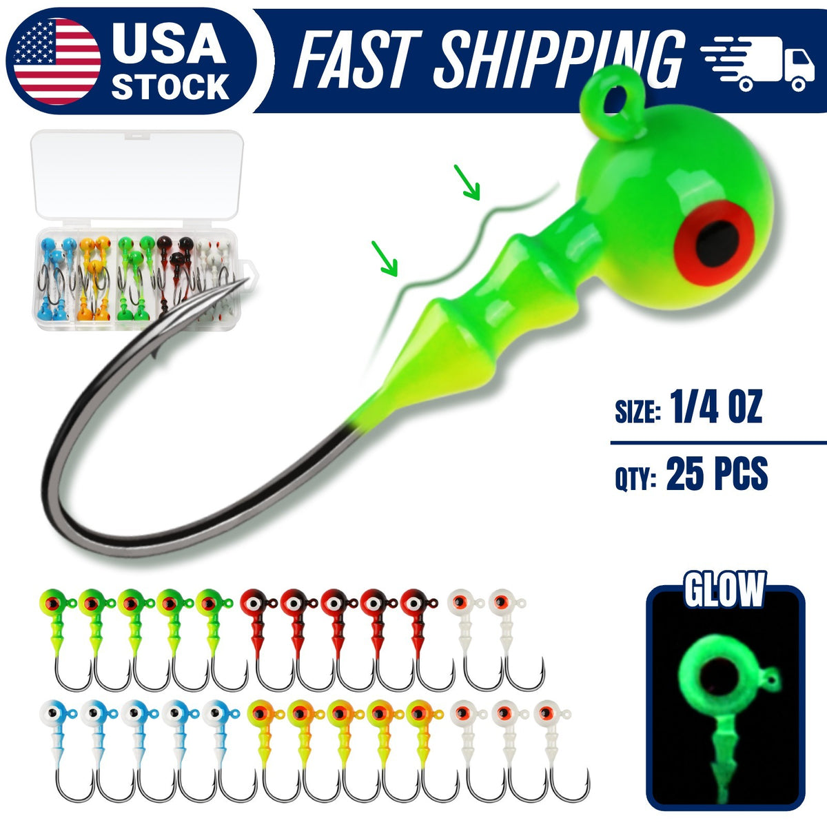 Fishing Jig Heads 15-40 Pcs for Walleye Bass Lure Swimbaits - Multiple Sizes