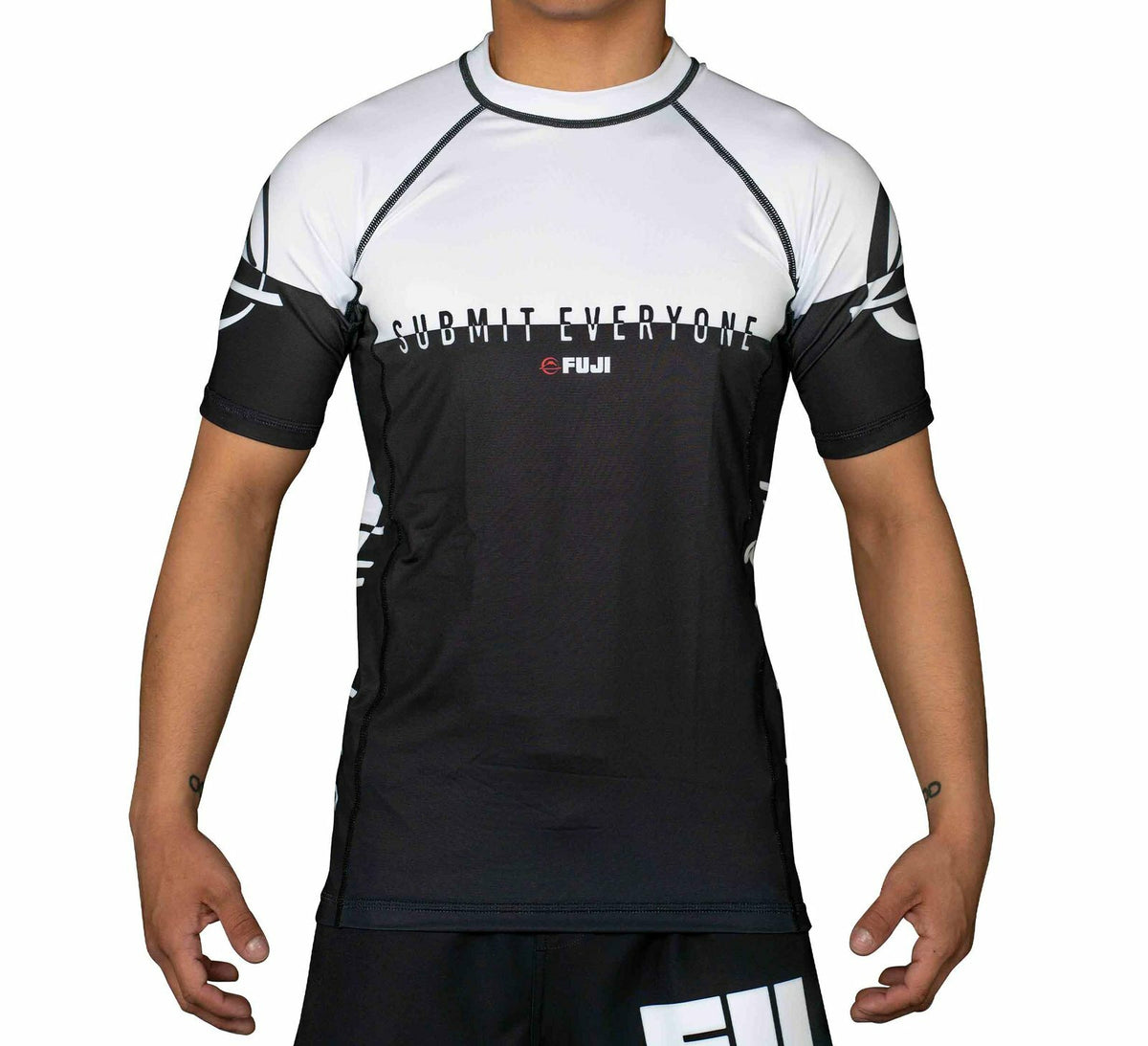 MMA Rashguard Short Sleeve Compression Shirt for BJJ & Jiu Jitsu - White