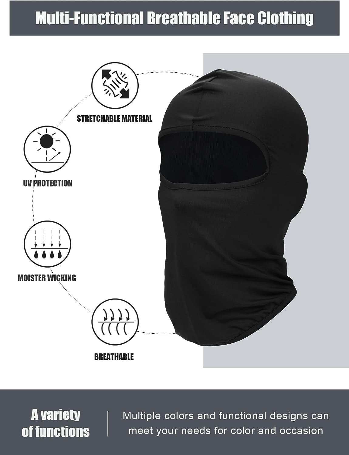 Breathable UV Protection Arm Sleeves & Balaclava Face Mask for Outdoor Sports