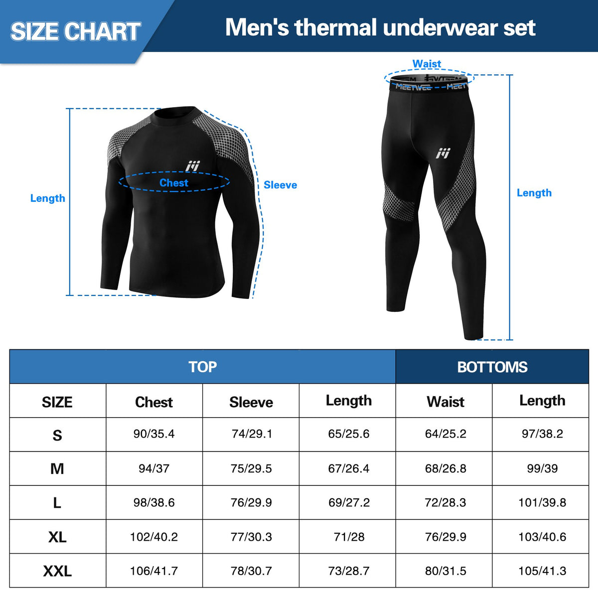 Men's Thermal Underwear Set Fleece Long Johns Base Layer Winter Warmth
