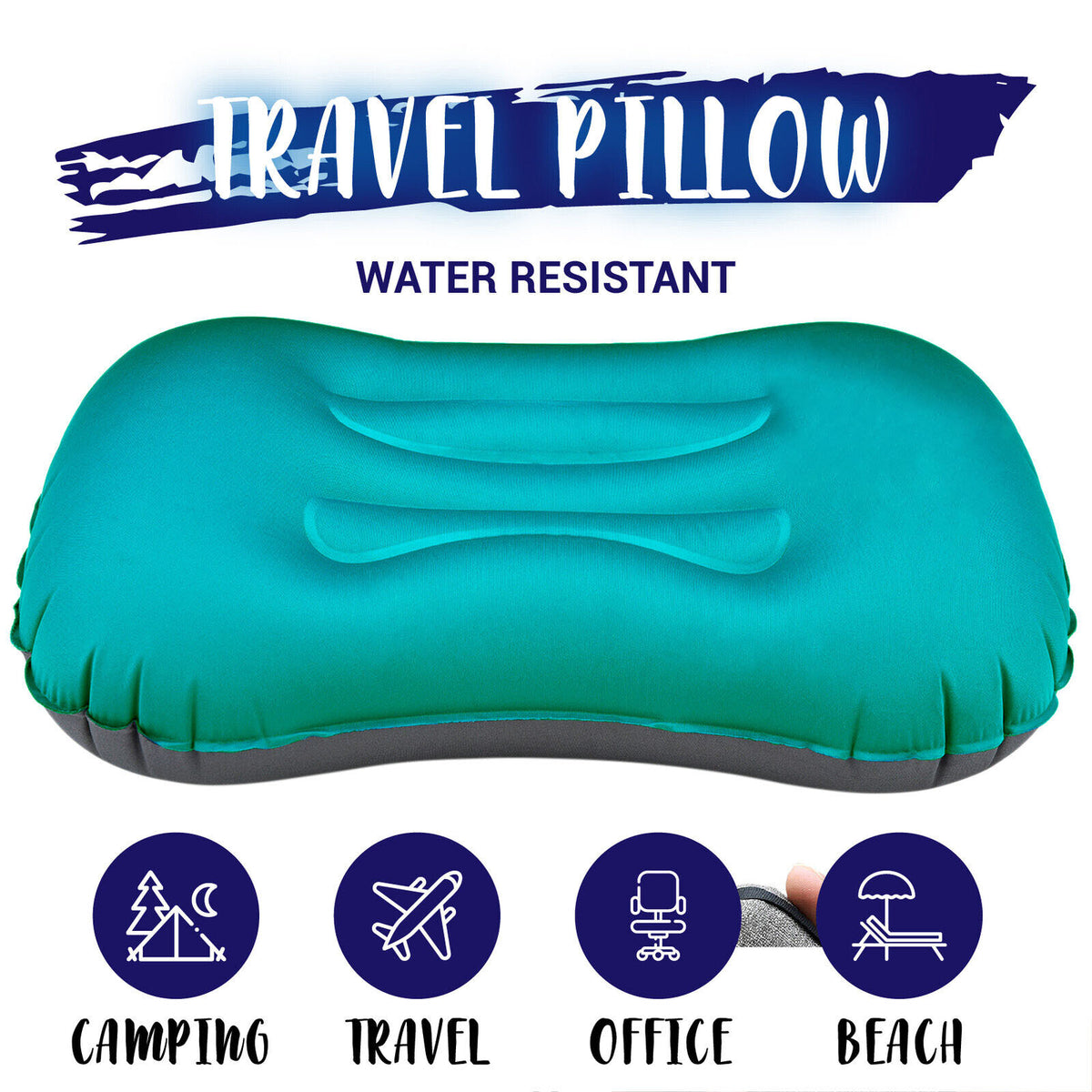 Inflatable Travel Pillow Neck Support Cushion Compact Portable Head Rest