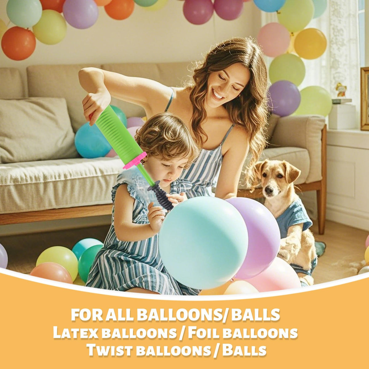Balloon Pump Kit with 100 Assorted 260 Balloons for Party Decoration