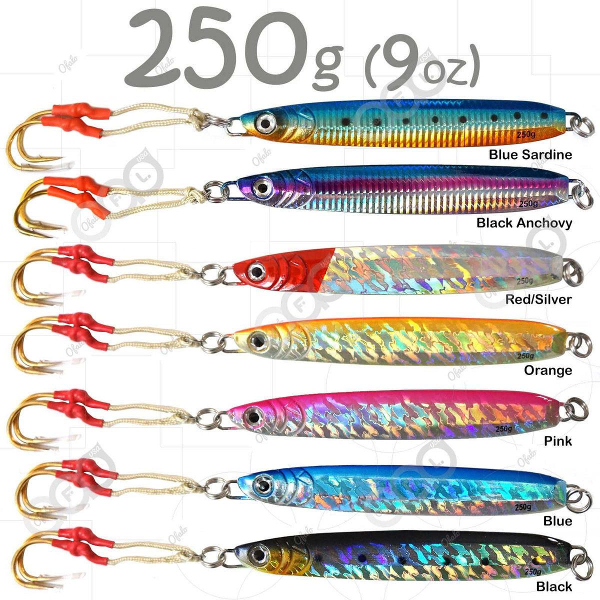 10pcs Fish Jig Lures - 9oz Metal Fishing Speed Knife Baits with Assist Hooks