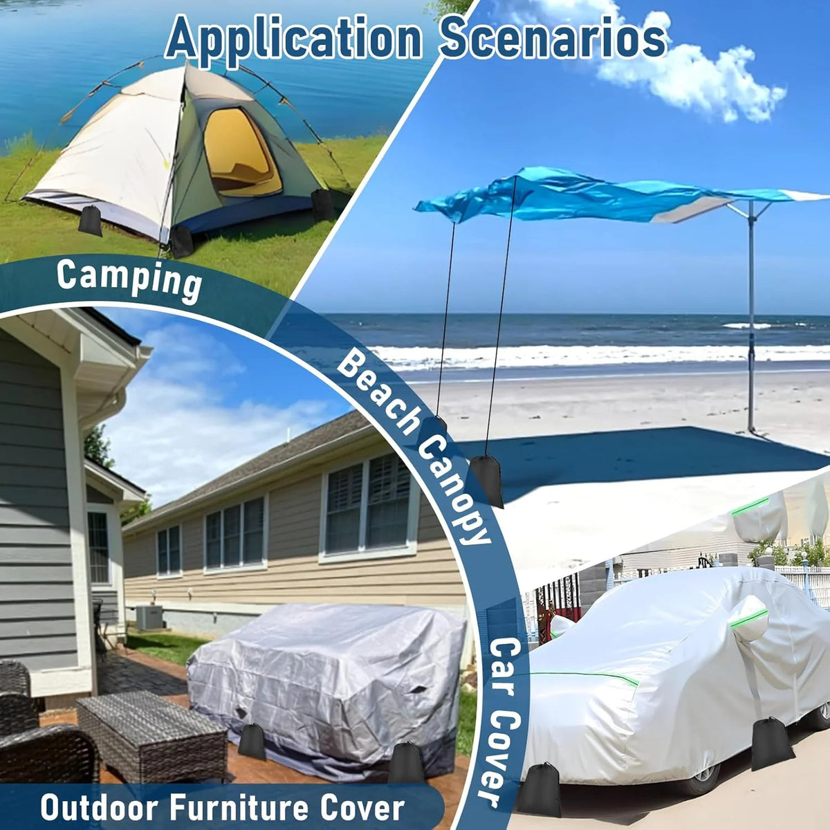 Beach Canopy Wind Stabilizer Sandbags Pack - Portable Shade Accessories