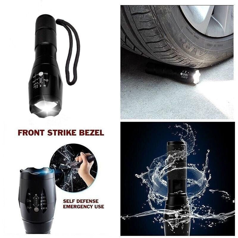 Military-Grade LED Tactical Flashlight with Headband, Zoom & Safety Modes