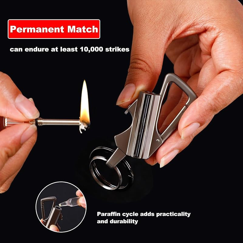 Portable Windproof Waterproof Match Lighter with Keychain Bottle Opener