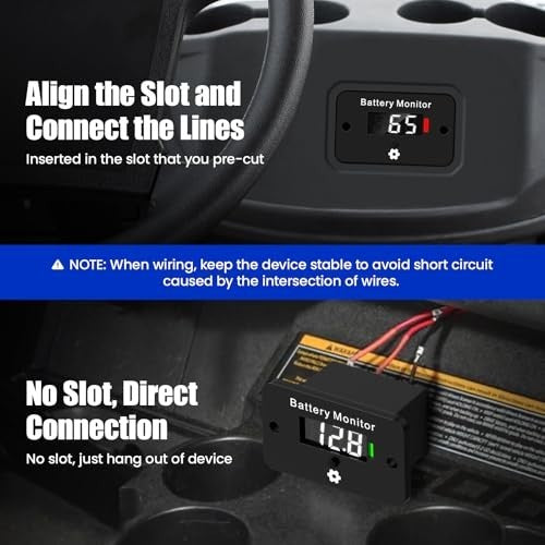 Waterproof 12V-72V Digital Battery Monitor for Golf Carts & Electric Vehicles
