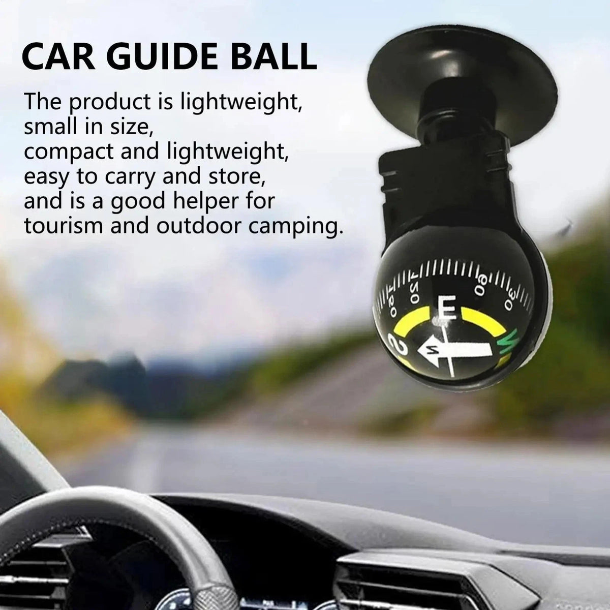 Car Dashboard Compass with Adjustable Ball Mount for Navigation and Outdoor Activities