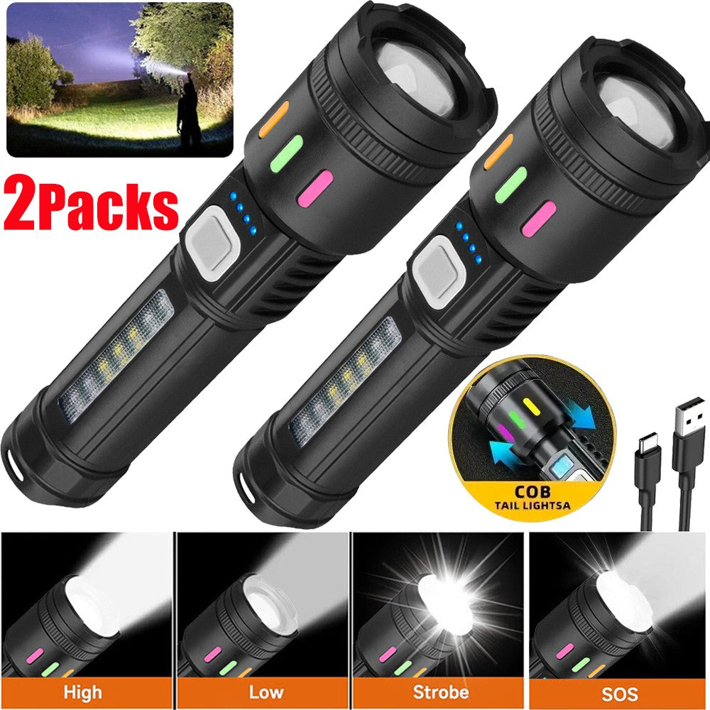 Super Bright Rechargeable LED Tactical Flashlight 99000000LM with Zoom & Multiple Modes