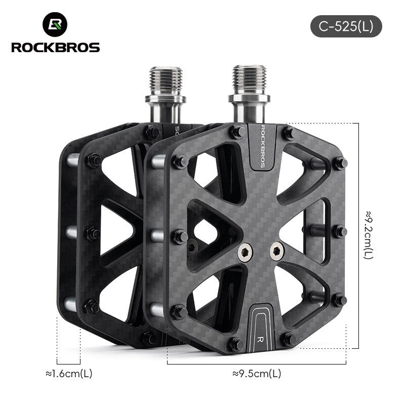 Carbon Fiber Bike Pedals 9/16" Flat Platform with Sealed Bearings - Lightweight & Durable