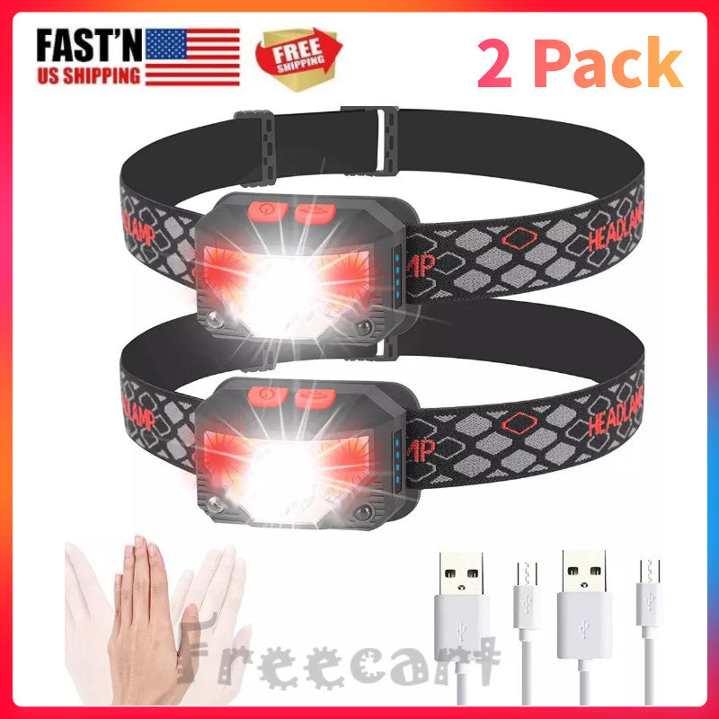 Rechargeable COB LED Headlamp with Sensor Control, Waterproof, 8 Modes