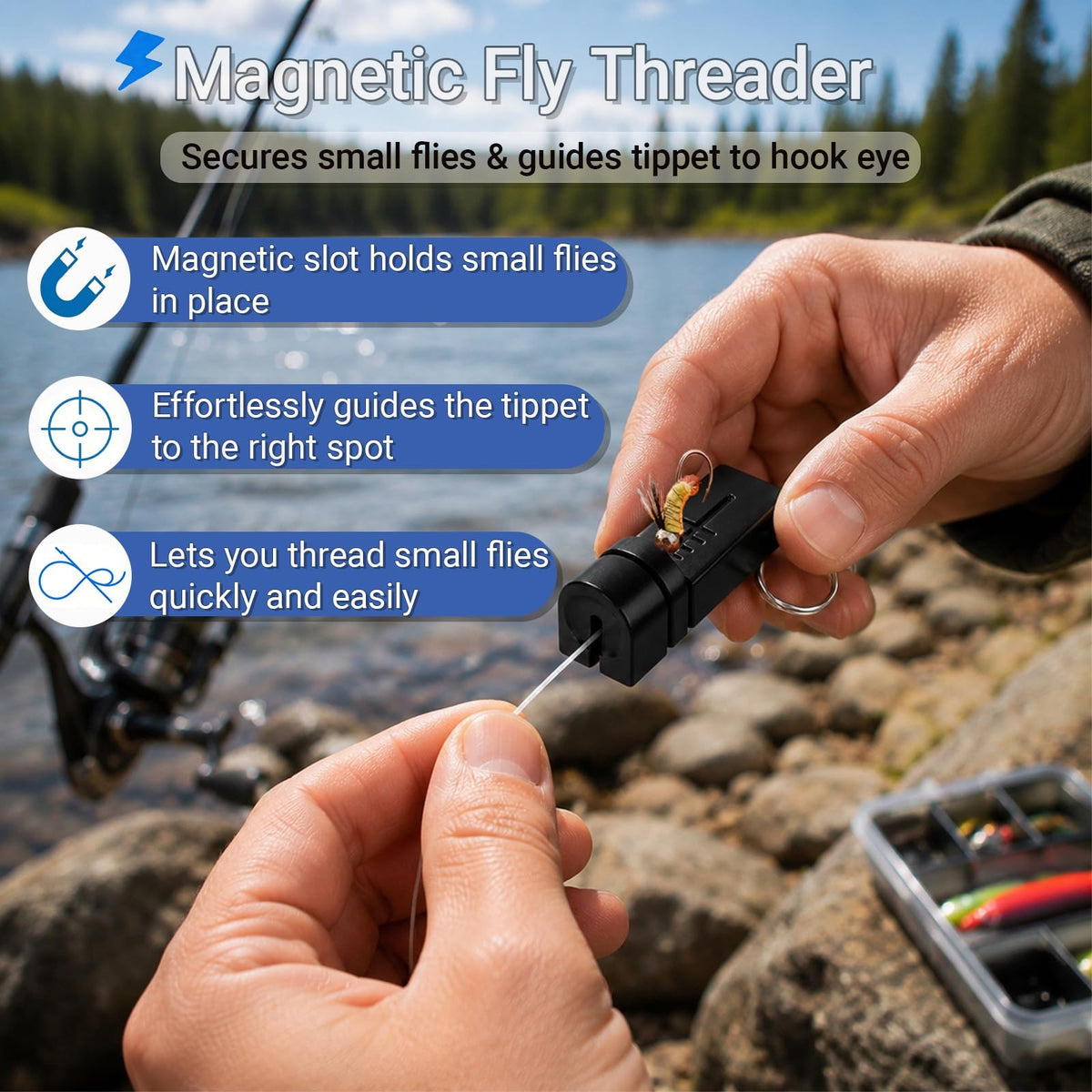 Magnetic Fishing Hook Threader Set for Fly & Ice Fishing - 2 Pack