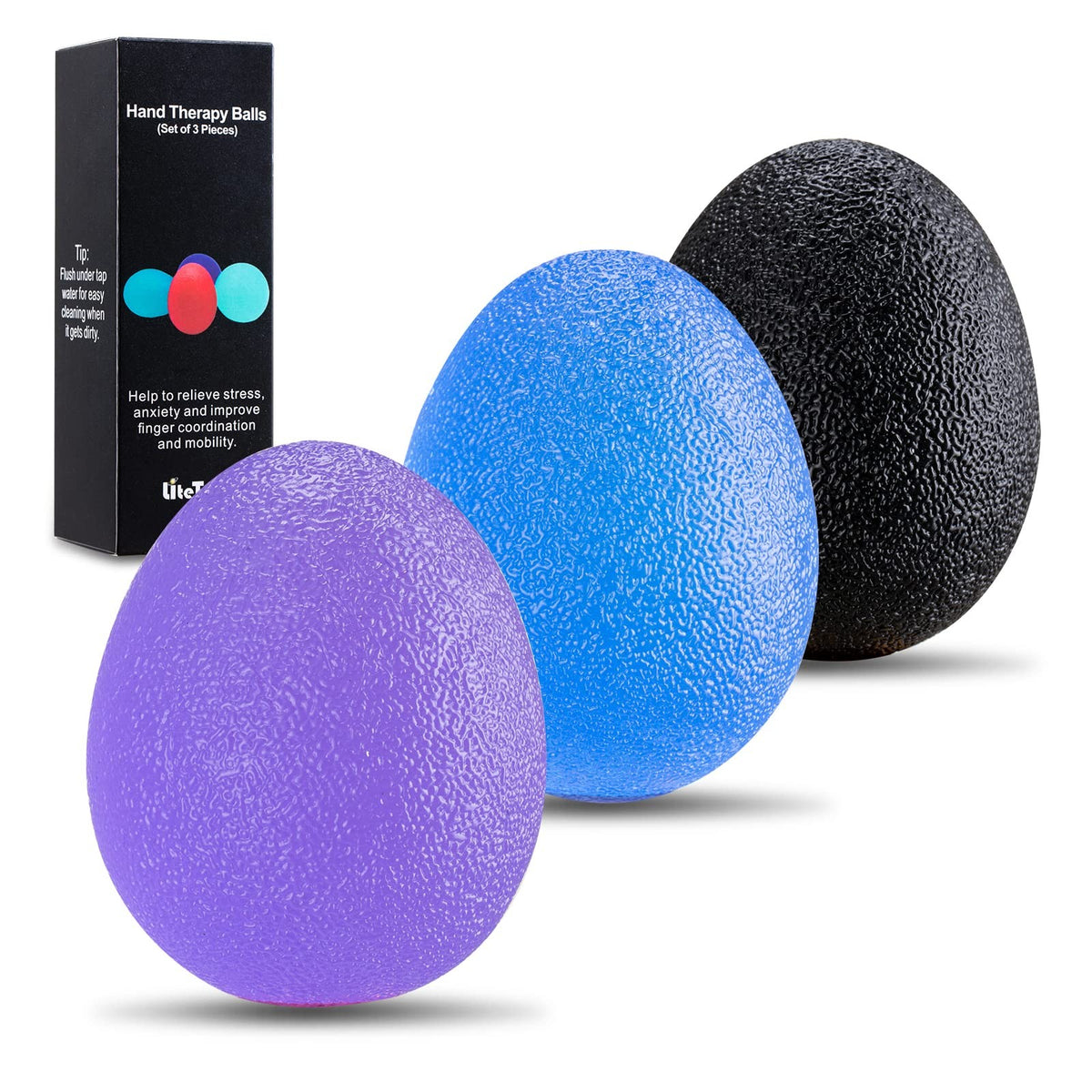 Multicolor Silicone Hand Exercise Balls - 3 Pack for Grip Strengthening