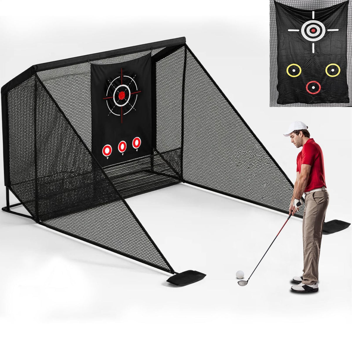 Heavy Duty 10x11ft Golf Practice Net with Target Cloth for Backyard & Indoor Use