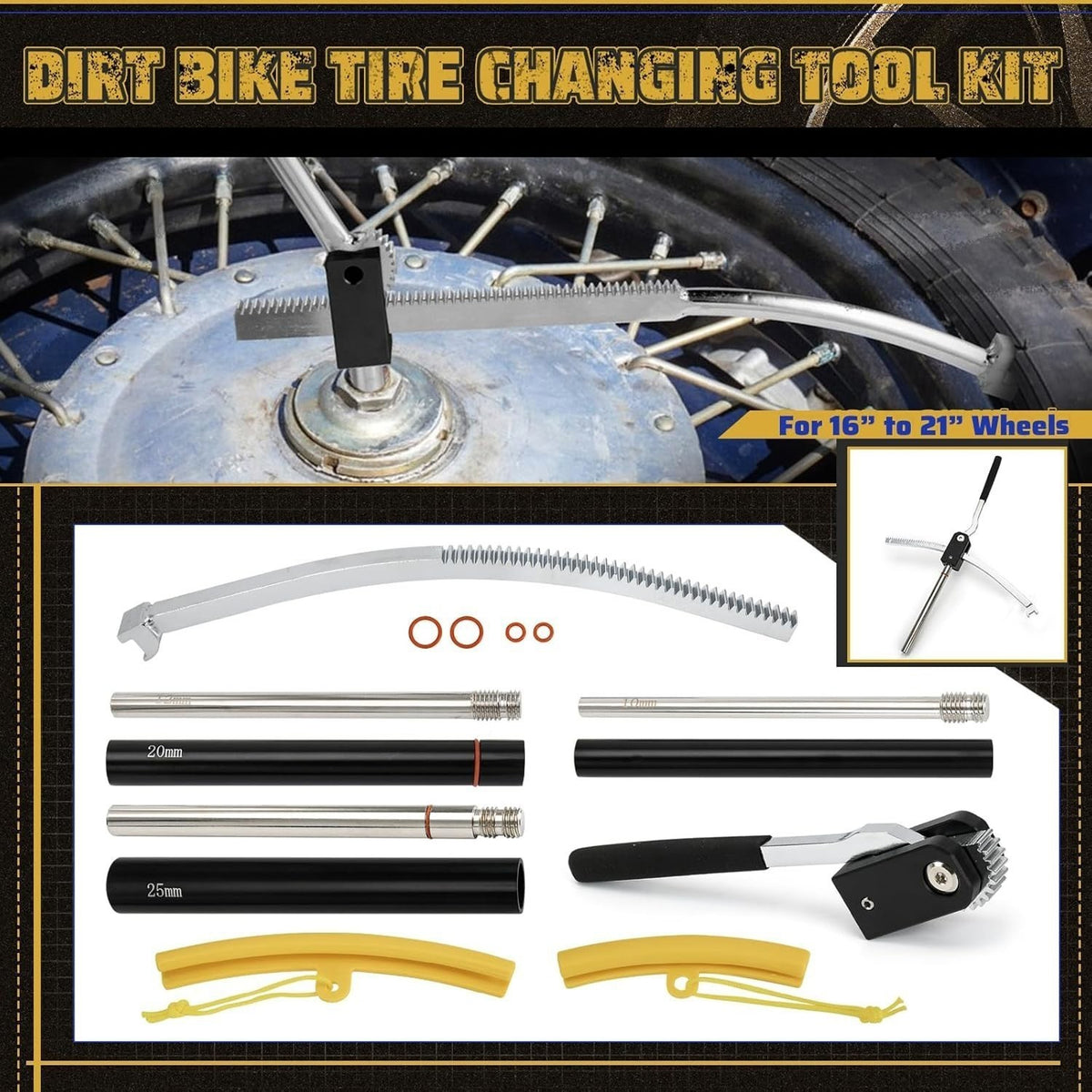 Portable Foldable Tire Mounting Kit for Off-Road Motorcycle 16-21 Inch MX Enduro Wheels