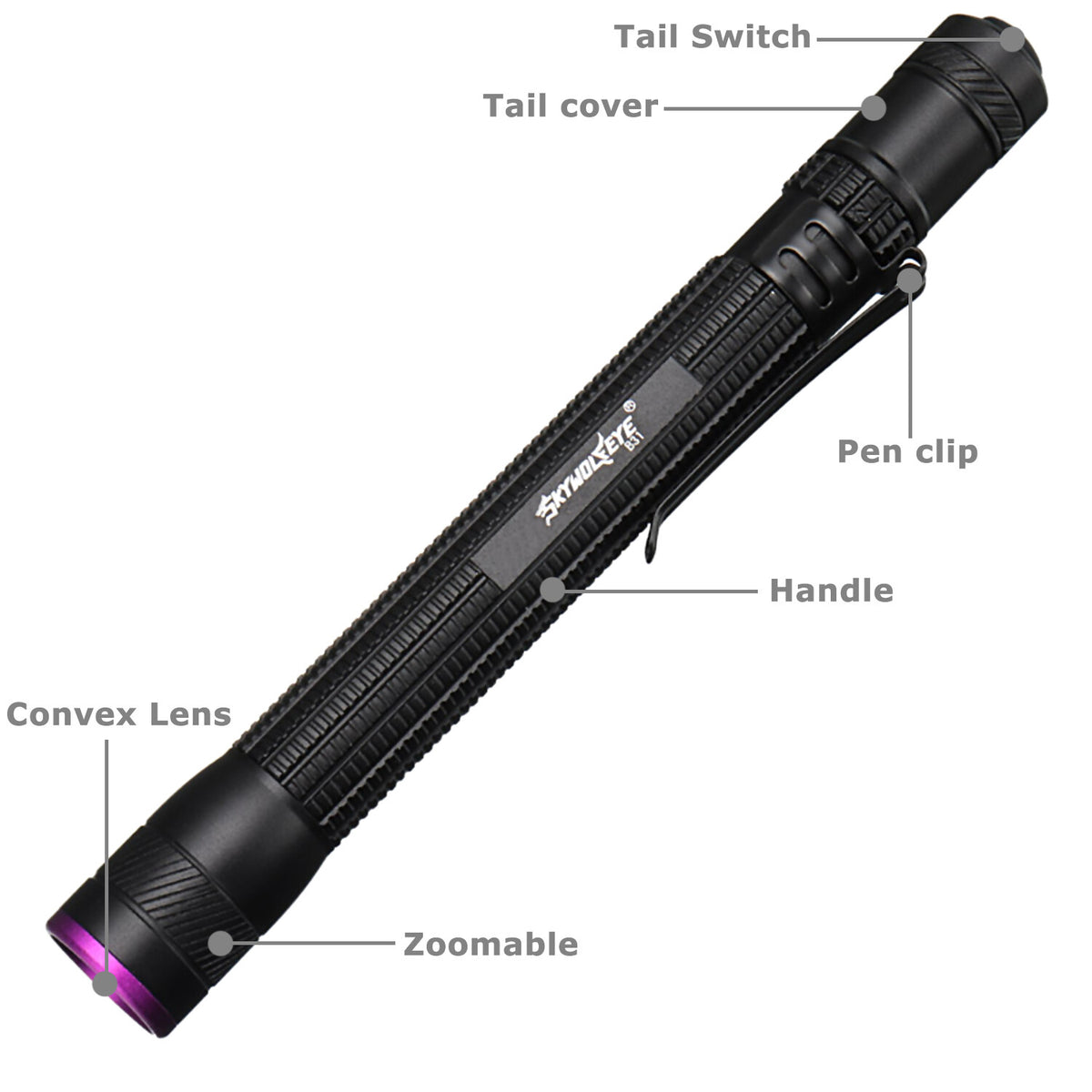 Zoomable 395nm UV Light Penlight Black Light for Detecting Insects Gems and Fluids