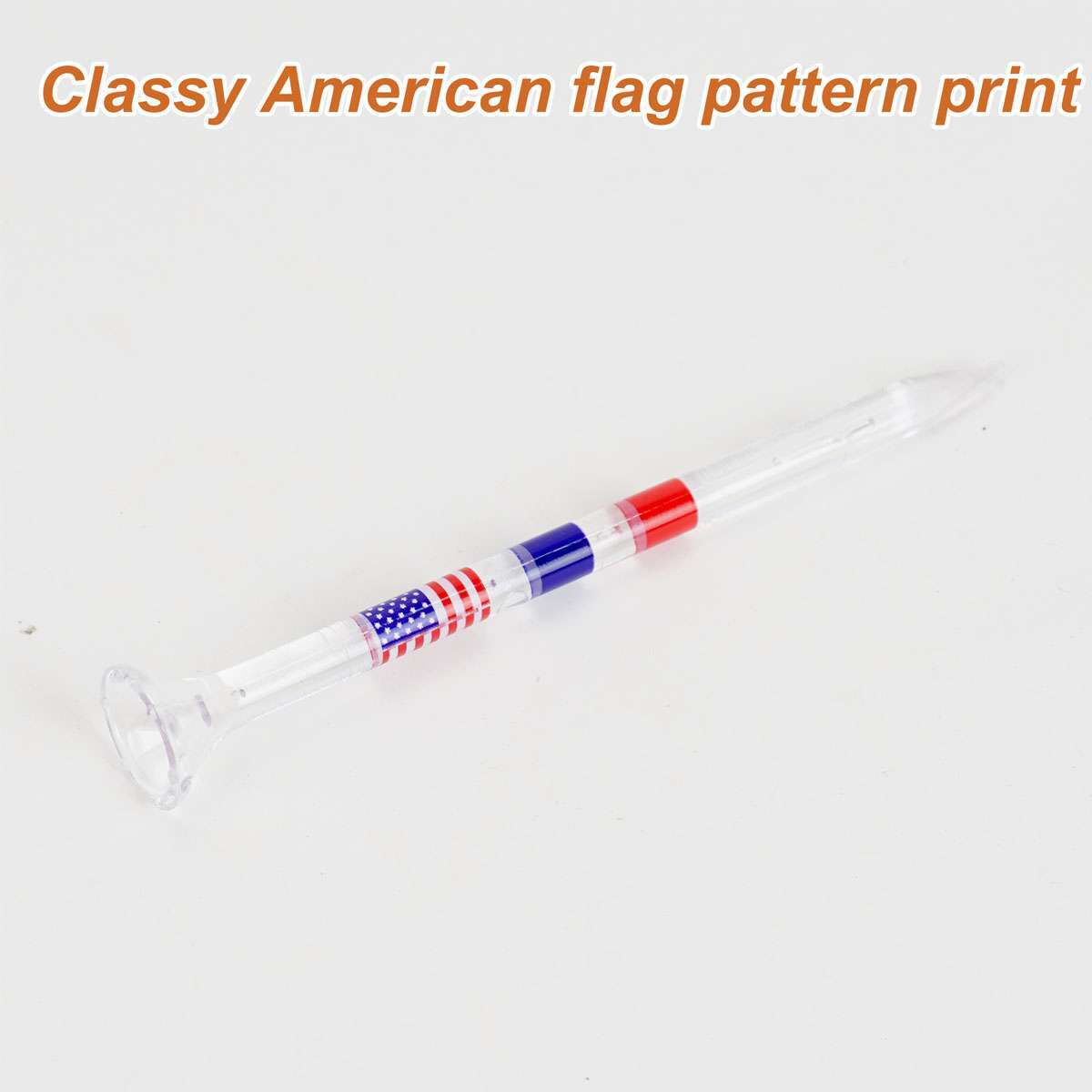 50PCS Transparent Acrylic Golf Tees with American Flag Design - Unbreakable & Durable