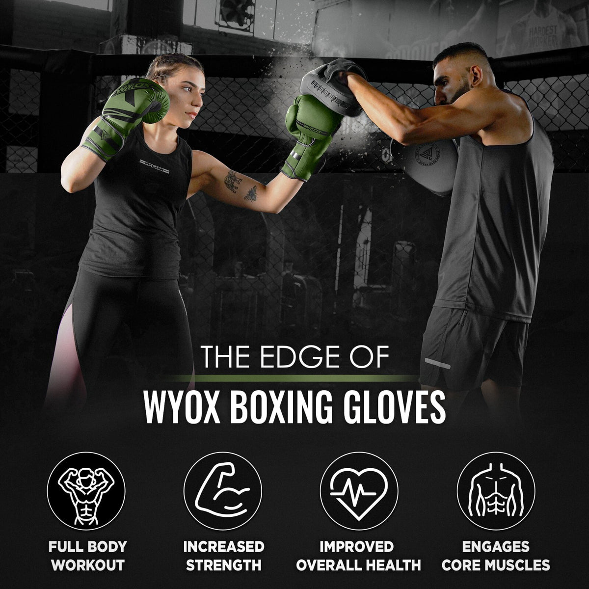 Boxing Gloves Set with Hand Wraps for Kickboxing MMA Training - Multiple Sizes & Weights