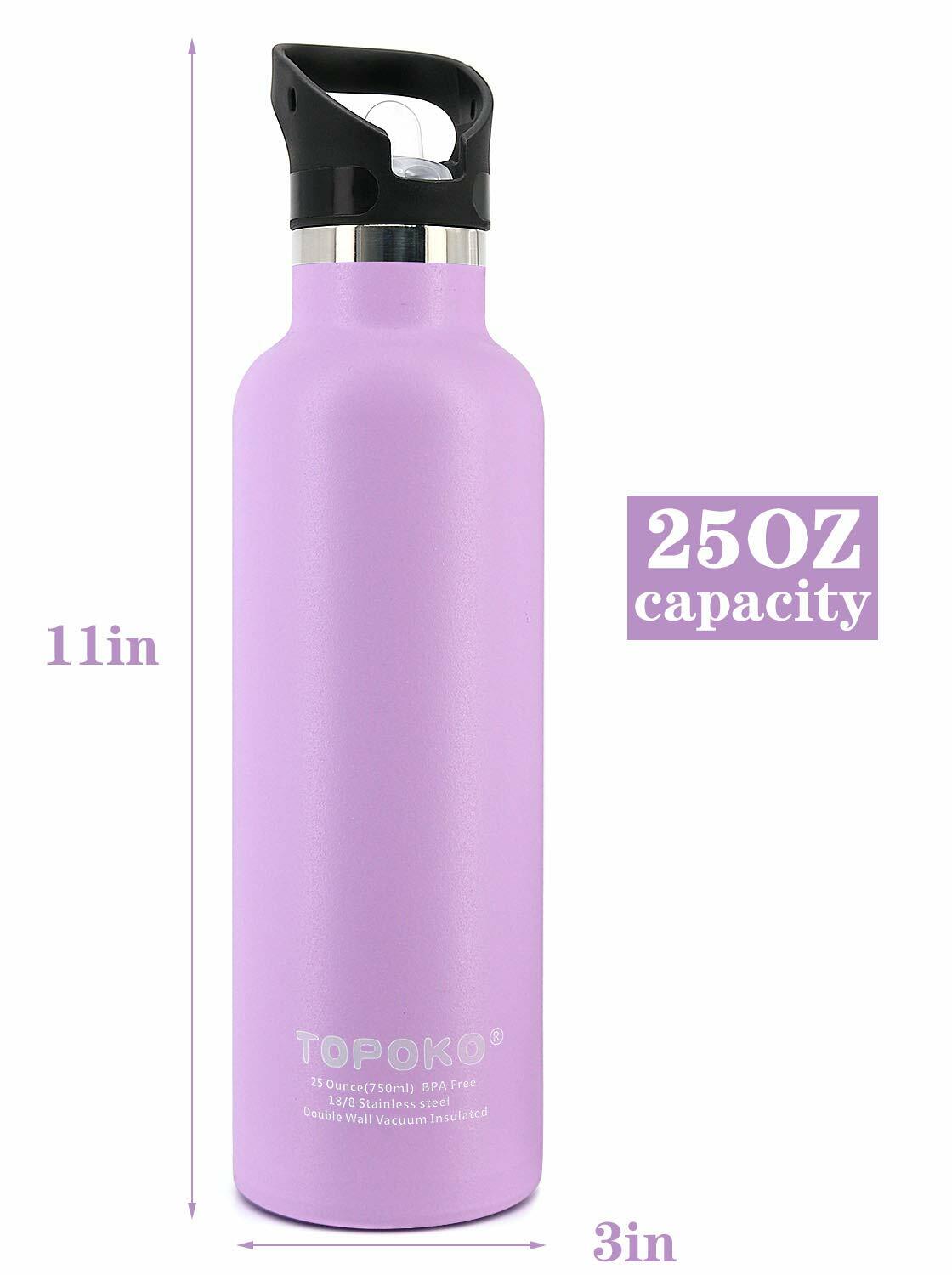 25 oz Stainless Steel Double Wall Water Bottle with Leakproof Lid and Non-Slip Coating