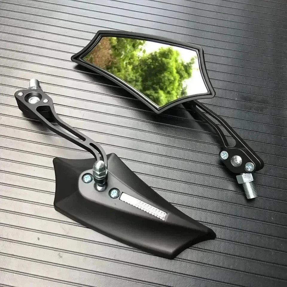 Universal Motorcycle & Bicycle Rearview Mirrors - 8mm & 10mm Fit, Adjustable Side Mirrors