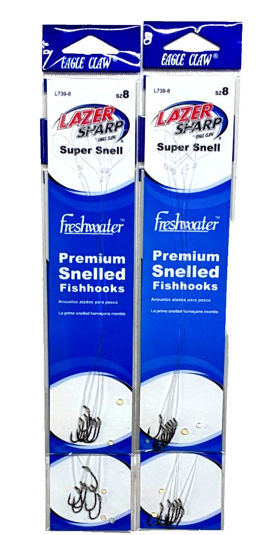 4 Pack Freshwater Fishing Worm Hooks Size 8 Super Snell Bronze