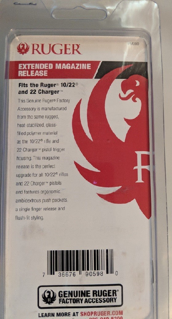 Ruger 10/22 Extended Magazine Release - Fits Charger & Autoloading Rifles
