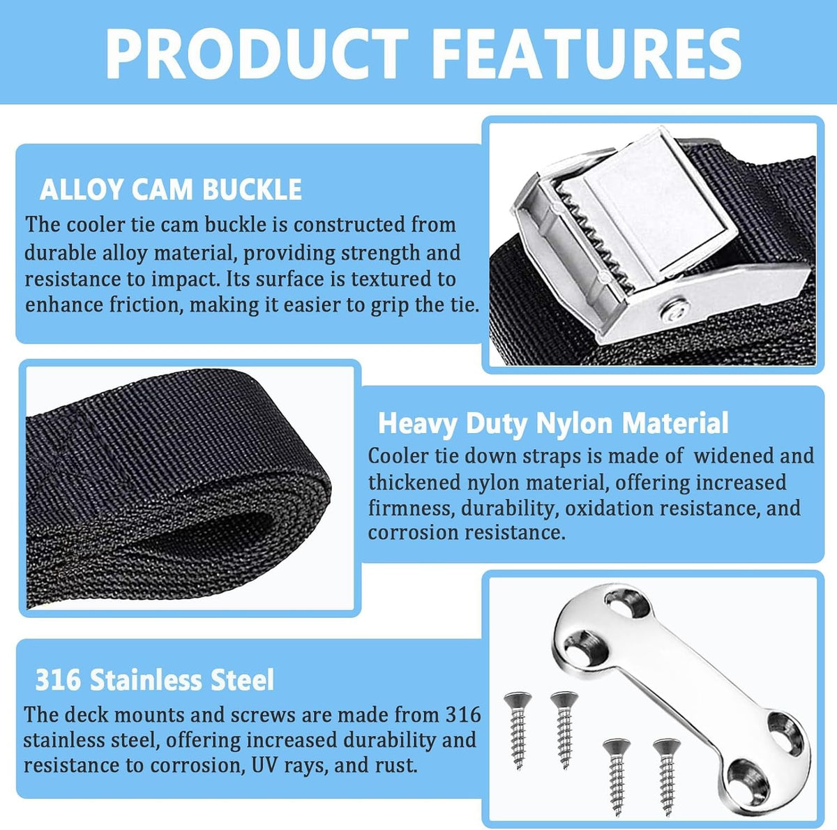 Universal Cooler Tie Down Kit for YETI RTIC and Other Coolers