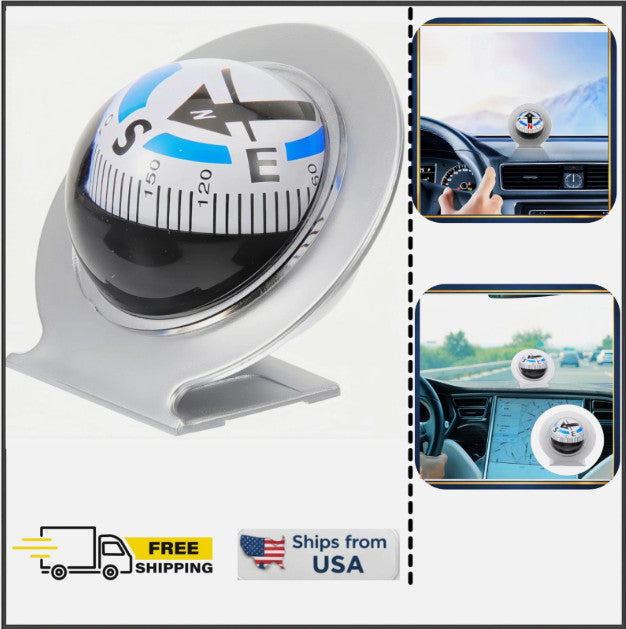 Adjustable Car Dashboard Compass Ball for Vehicle Navigation Marine Boating