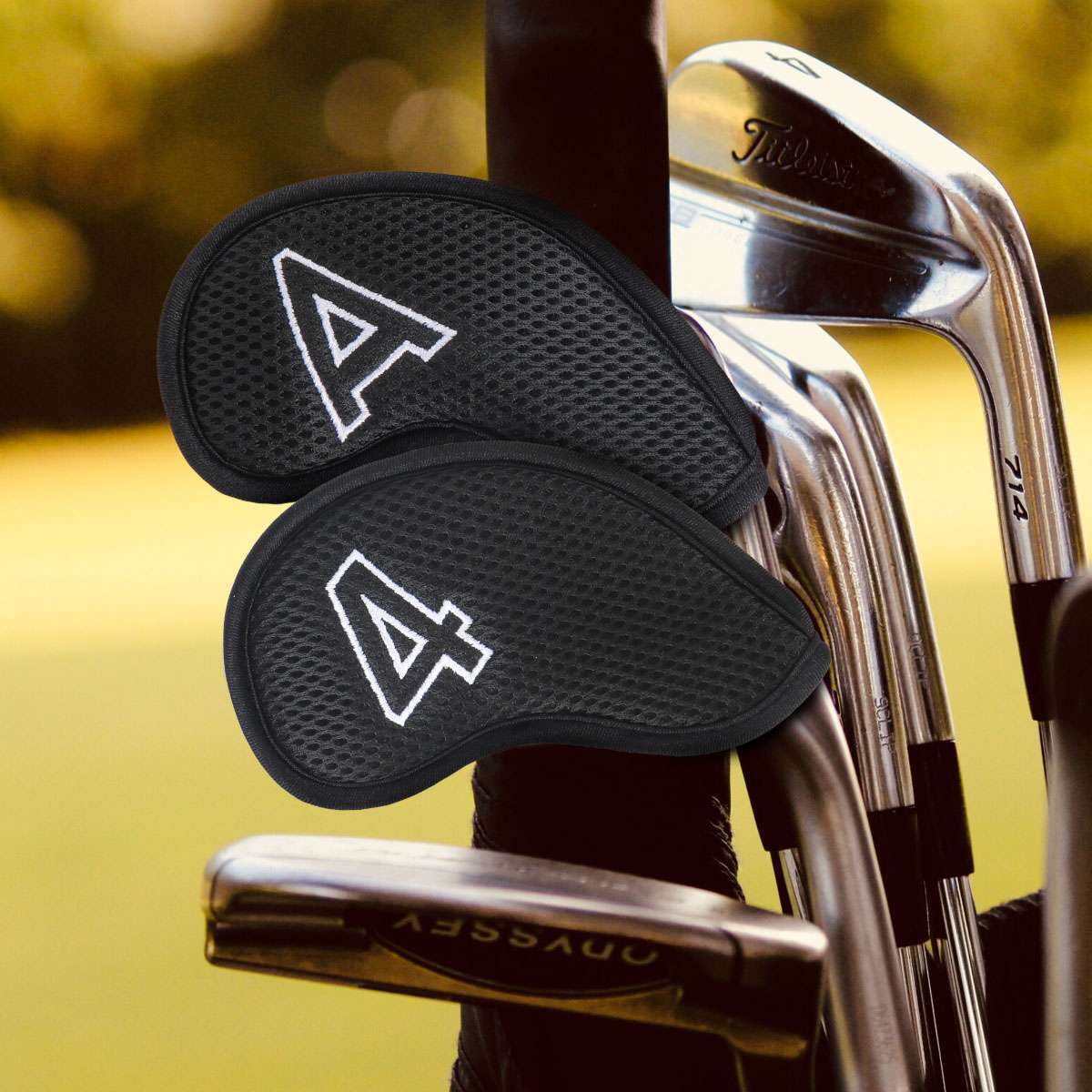 10-Pack Golf Club Head Covers Set - Mesh Cotton Padded Irons Black