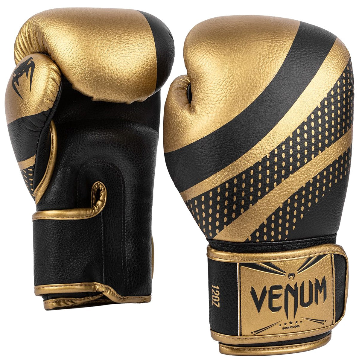 Boxing Gloves with Hook and Loop Closure - Gold and Black, 10oz-14oz
