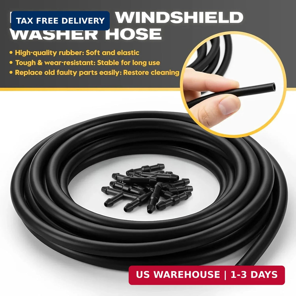 Windshield Washer Hose Kit 4M Rubber Tubing with 30 Connectors for Auto Repair