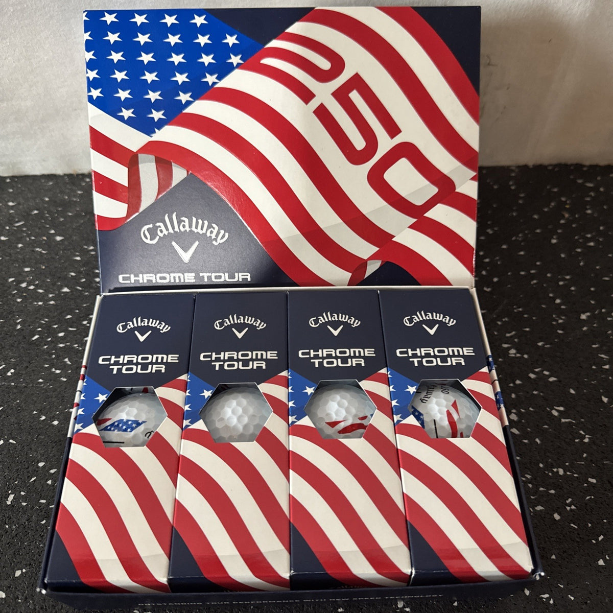 Callaway Chrome Tour 360 Stripe USA Golf Balls - 1 Dozen New