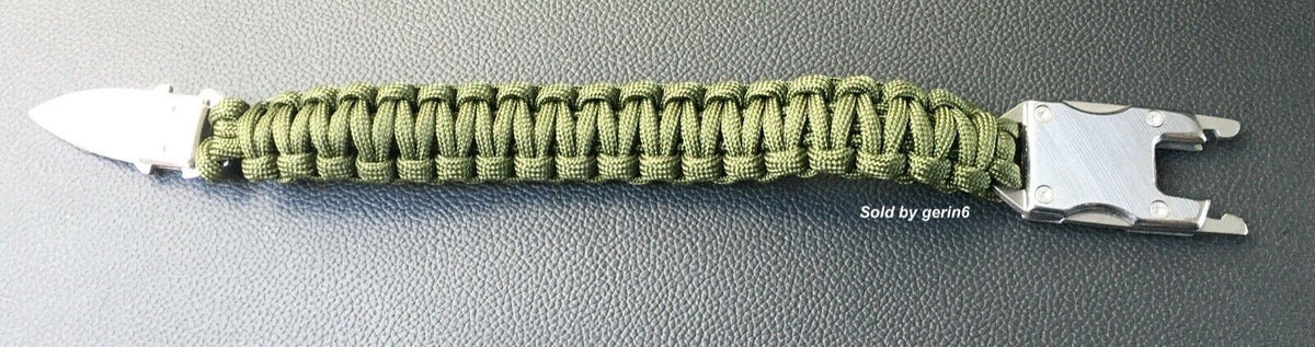 Paracord Survival Bracelet with Knife - Tactical Emergency Gear, Olive Green