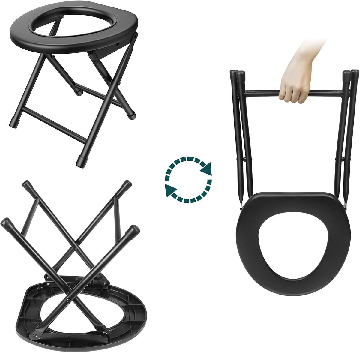 Portable Camping Toilet with 300LBS Capacity, Foldable Travel Toilet