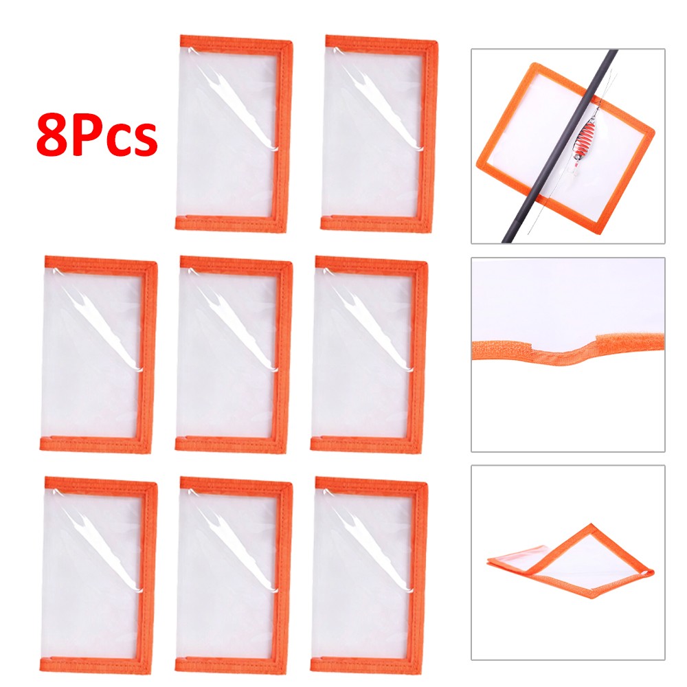 Fishing Lure Wraps 8-Pack - PVC Clear Window Hook & Loop Covers for Tackle Organization