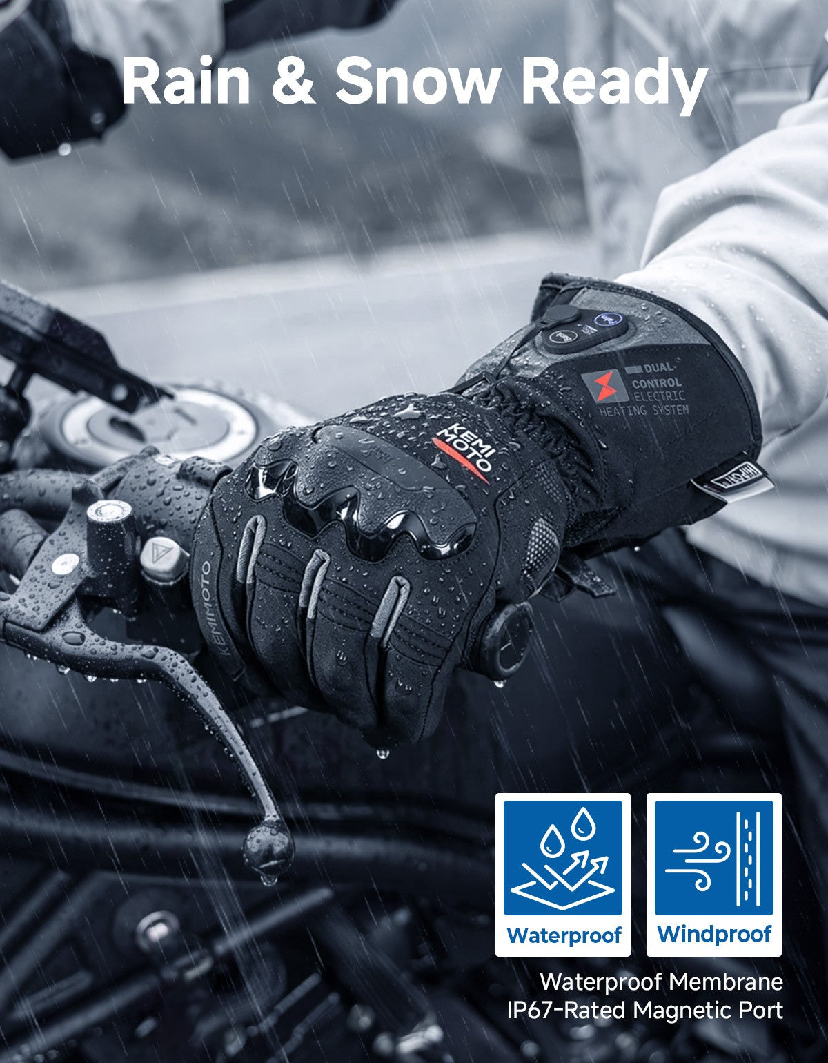 Heated Riding Gloves Winter Warm Rechargeable Touchscreen Gloves for Motorcycle, ATV, UTV
