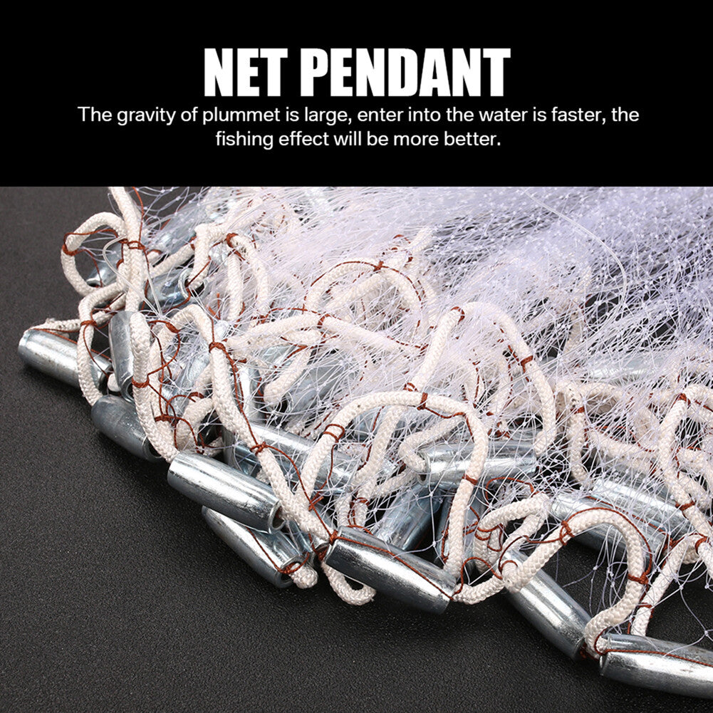 Heavy Duty Fishing Cast Net 6-16FT for Bait & Catching Fish - Durable Nylon Mesh